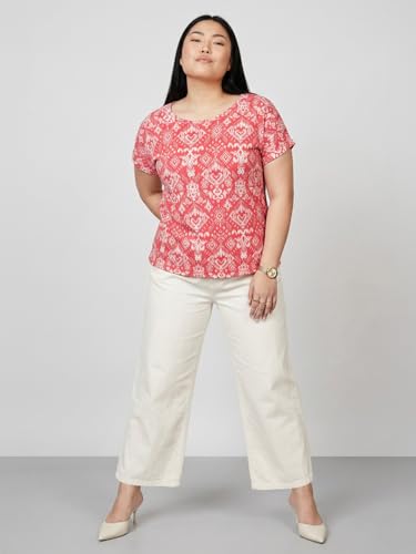 Max Women Printed T-Shirt (Coral_4XL)