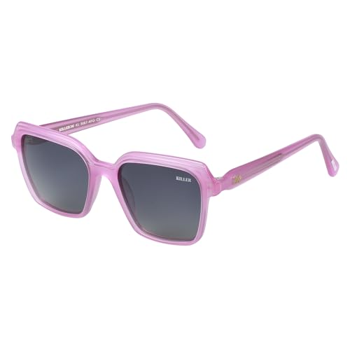 KILLER Women Sunglass - Round Shaped Polycarbonate Lens Sunglasses For Women & Girls (KL3067AFO), Color - Frame - Purple, Lens - Blue