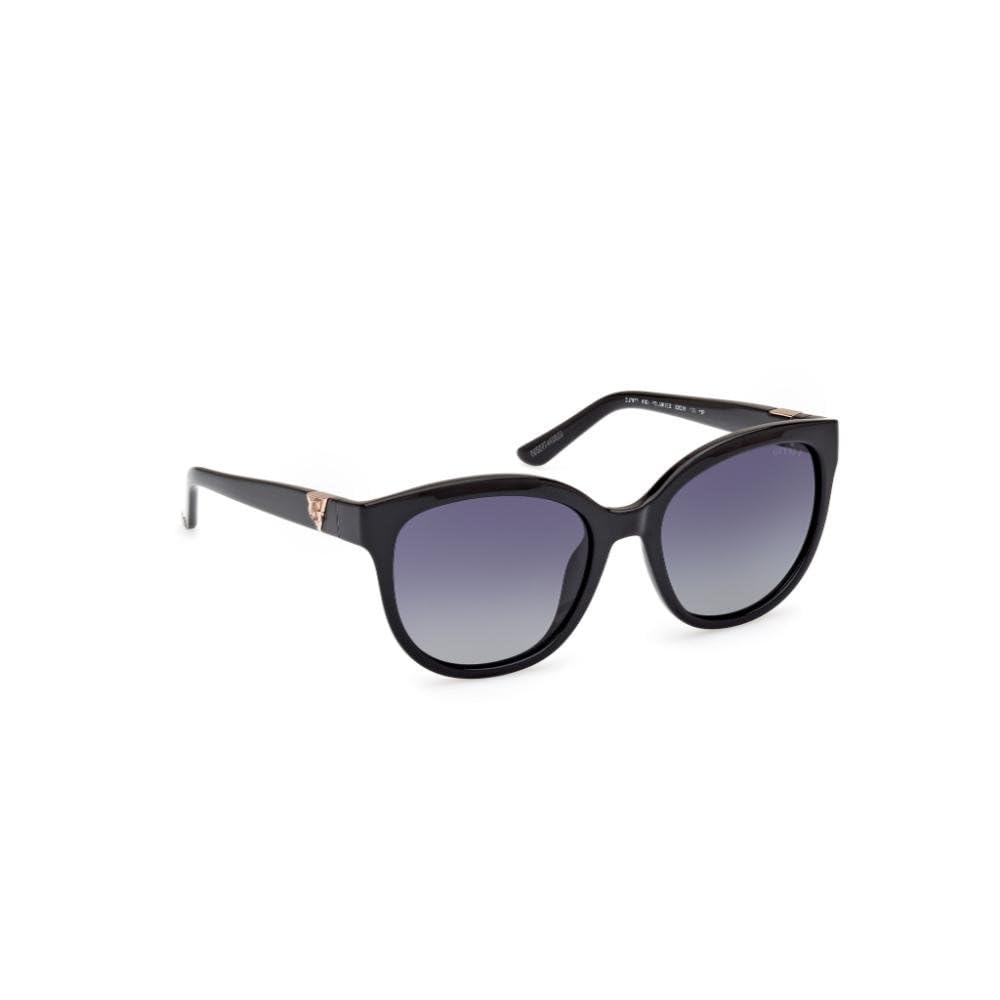 Guess sunglasses| 100% UV protected | Solid | Full Rim | Oval | Women | Medium | Shiny Black Polycarbonate Frame | Solid Smoke Lens