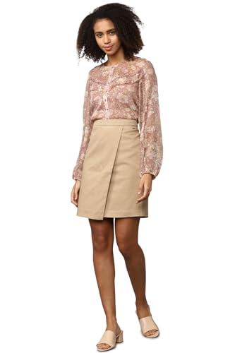 Allen Solly Polyester Blend Western Skirt Beige - SaumyasStore