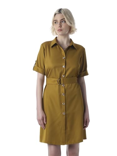 ONLY Women's Polyester Mini Shirt Dress with Belt (9020998- Tapenade