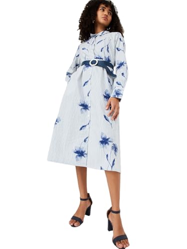 Max Women's Cotton A-Line Midi Dress (WB55002_Indigo