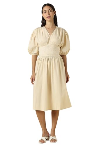 Women Beige Embroidered Casual Dress