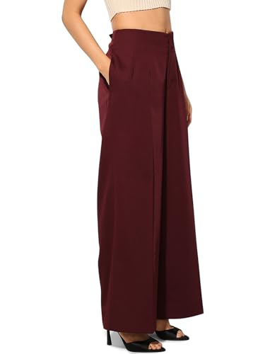 ONLY Women Flared High-Rise Maroon Pants