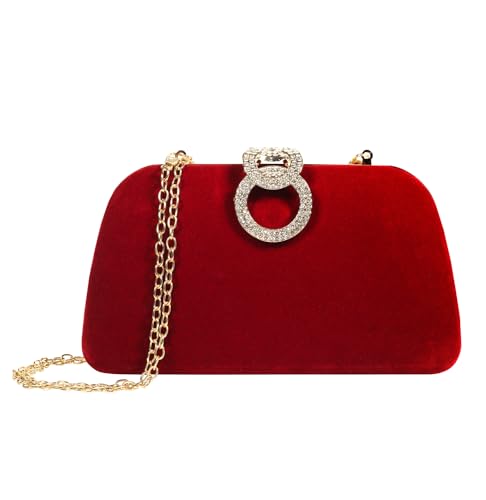 Feelon Clutch Purses For Women, Evening Bag with Detachable Chain Shoulder Bag for Party Wedding Evening Dress (wine)