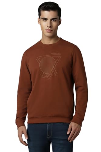 Louis Philippe Men Casual Brown Print Sweatshirt