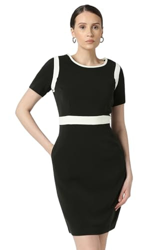Van Heusen Women's Polyester Blend Modern Mid-Thigh Length Dress (VWDRCRGPV94357_Black