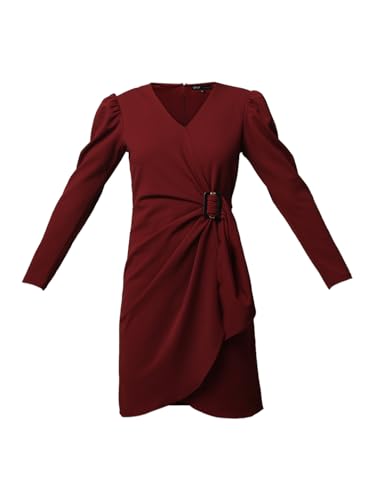 ONLY Women's Regular Fit Maroon Dress