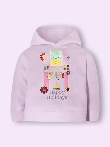 Cherry Crumble Lilac Solid Polyester Hooded Applique with Embroidery Girls Winter Sweatshirt Set