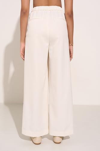 Annabelle by Pantaloons Women's Wide Leg Fit Pants (110158785005_Cream