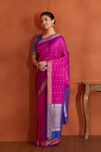 Taneira Violet Silk Viscose Banarasi Design Cutwork Saree
