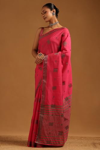 Soch Womens Fuchsia Art Silk Woven Design Saree