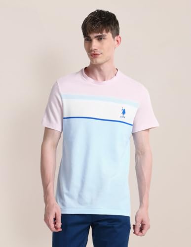 U.S.POLO ASSN. Men's Color Block Fitted T-Shirt (USTSH2022 Blue