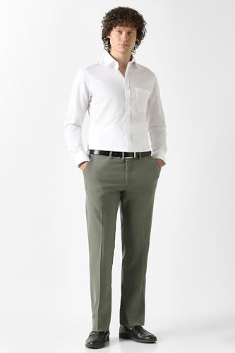 Men Olive Solid Trousers