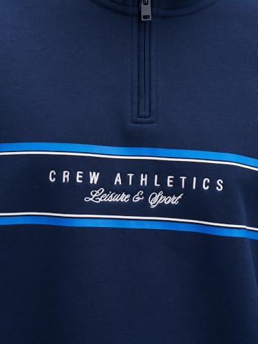 XYXX Crew Men Cotton Blend Zip up Sweatshirt| Long Sleeves with Half Zip Up| Sweatshirt for Men| Solid-Oversized |Blue Nights | XL