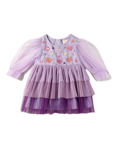 Nauti nati Baby Polyester Nautinati Girls' Net Round Neckline Dress Knee-Length Casual NN321-031_Purple