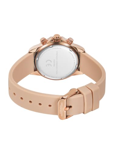 French Connection | Rose Gold Sunray Dial | Chronograph Function | Rose Gold Silicone Strap | Quartz Watch for Women - FCD11RG