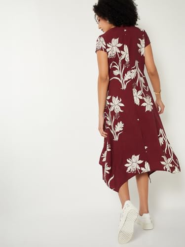Max Women Printed A-line Midi Dress (Red_S)