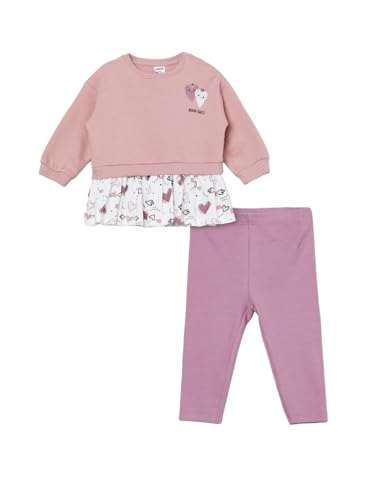 Max Girls Printed Leggings Set (Pink_12-18 M)
