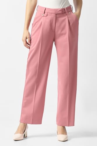 Van Heusen Women Pink Solid Formal Regular Fit Trousers