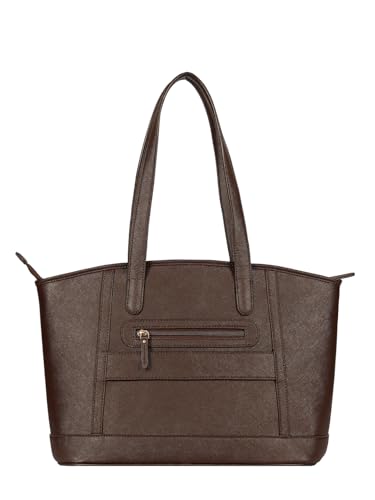 eske Yara Vegan Leather Tote Bag For Women (Brown Saffiano)