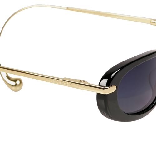 HIDESIGN Elara Retro Oval Sunglass - Black Acetate