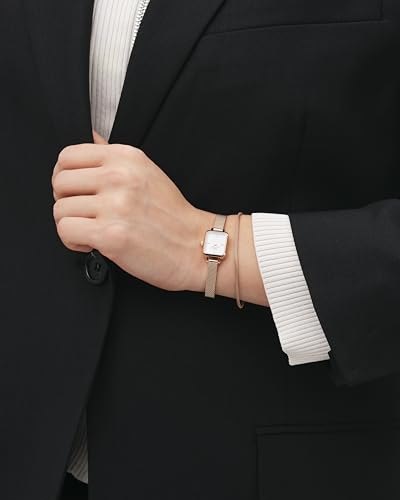 Daniel Wellington Quadro Analog Watch for Women with White Square Dial & Rose Gold Stainless Steel Bracelet Band Water Resistant Women's Wrist Watches - DW00100727K