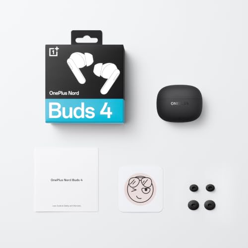 OnePlus Nord Buds 4 TWS Earbuds with 52dB Real-time ANC, Game Sound Spatial Audio, 6-Mic AI Clear Calls, Up to 54hrs Playback, 10 min for 11 hrs Fast Charging, Bluetooth 6.1 - Stellar Black