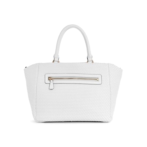Guess Women's White Textured Satchel Bag| Ladies Purse Handbags | Gift For Ladies