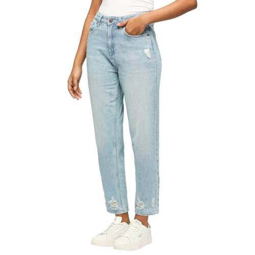 Pepe Jeans Women's Relaxed Jeans (PL204634Q056_Light Used Indigo Blue
