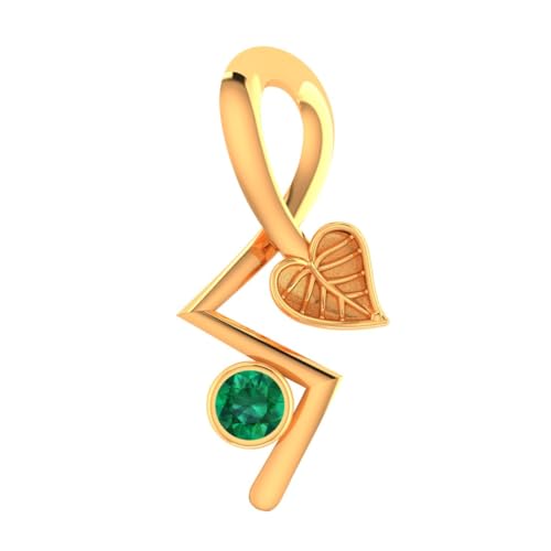 P.C. Chandra Jewellers BIS Hallmark 9KT (375) Gold Verdant Pulse Pendant for Women & Girls (Without Chain) | Gift for Girls & Women | 0.3 Gram