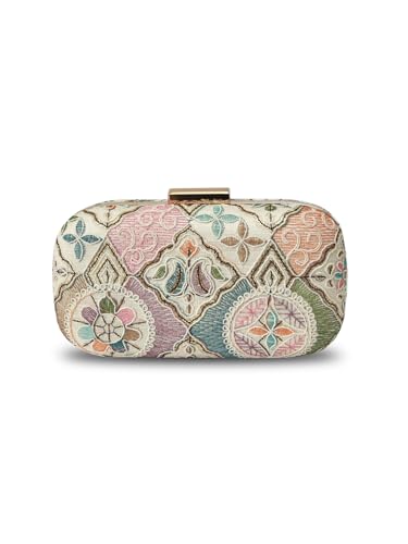 THE TAN CLAN Mughal Long Clutch for women Purses Luxury Evening Handbags for ladies with Detachable Handle