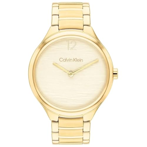 Calvin Klein Delight Qtz Basic Slim Light Gold Round Dial Women's Watch|Stainless Steel Material|Multi Color Band - 25100048