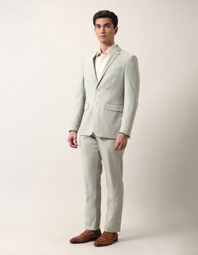 Arrow Men's Self Design Two Piece Ceremonial Suit Light Green