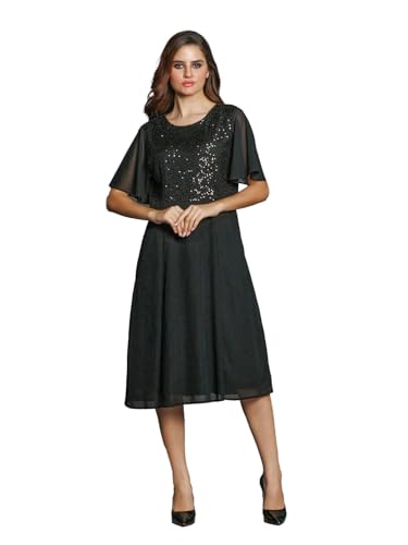 Zink London Women's Black Solid Regular Midi Dress