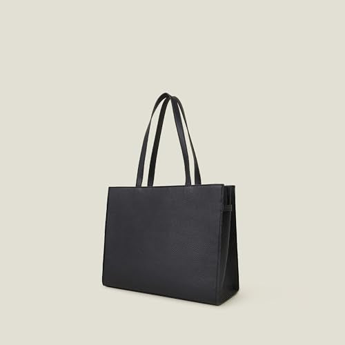 Accessorize London Women's Black Metal twist-lock tote Bag