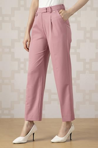 Van Heusen Women Pink Solid Formal Regular Fit Trousers