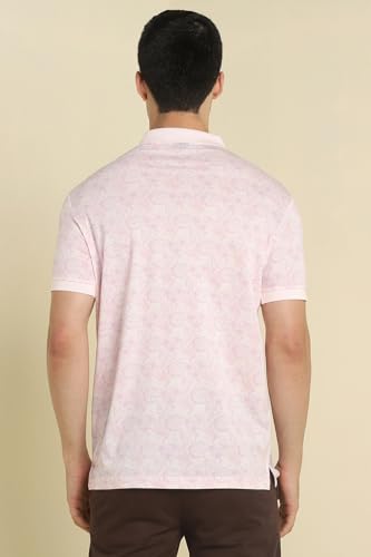 Allen Solly Men Pink Printed Polo Neck T-Shirt