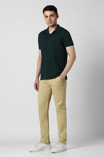 Men Beige Solid Super Slim Fit Casual Trousers
