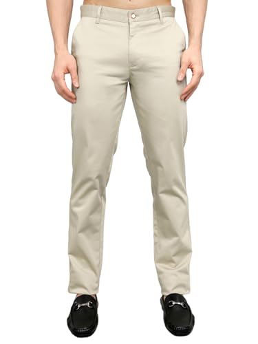 Monte Carlo Mens Slim Fit Solid Trouser |Solid Pattern Casual Trousers | Button Closure | Stylish & Comfortable Formal Trouser for Men's Beige 38