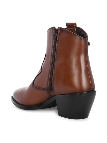 Delize Women Tan mid heel western boots 50405-37