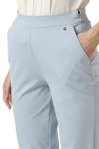 Van Heusen Women Light Blue Solid Formal Regular Fit Trousers