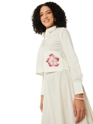 Max Women Embroidered Shirt (White_S)