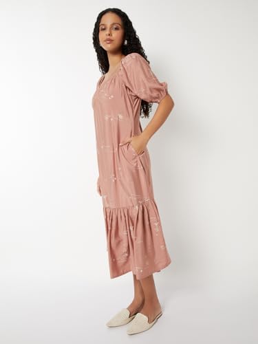 Max Women's Polyester A-Line Below The Knee Dress (SD510003_Blush