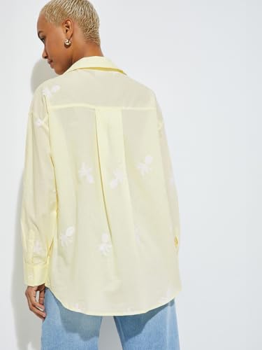 Max Alaya F x URB_N Women Embroidered Oversized Shirt(Yellow_M)