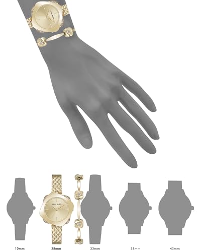 Anne Klein Women's Premium Crystal Accented Mesh Watch and Bracelet Set