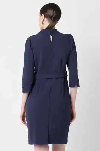 Van Heusen Women's Polyester Blend Modern Mid-Thigh Length Dress (VWDRCRGPQ14305_Navy