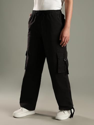 Tommy Hilfiger Relaxed Fit Solid Mid Rise Cargo Black