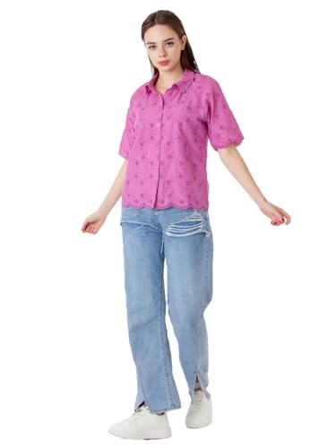 Zink London Women's Pink Solid Regular Shirt