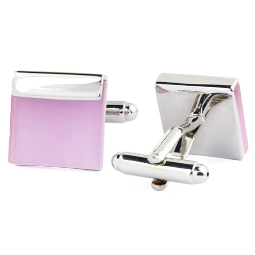 Peluche Square Cat's Eye Stone (Pink) Cufflinks for Men